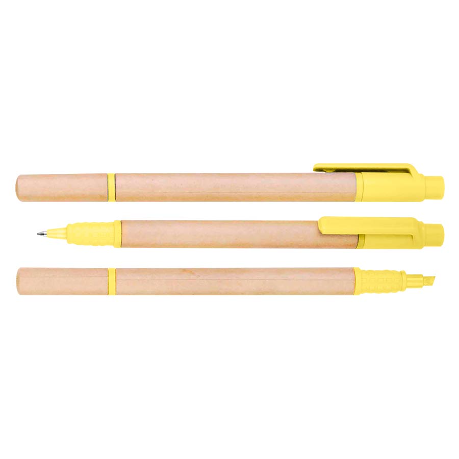 BOLÍGRAFO ECOLÓGICO CON DESTACADOR -[L66]d