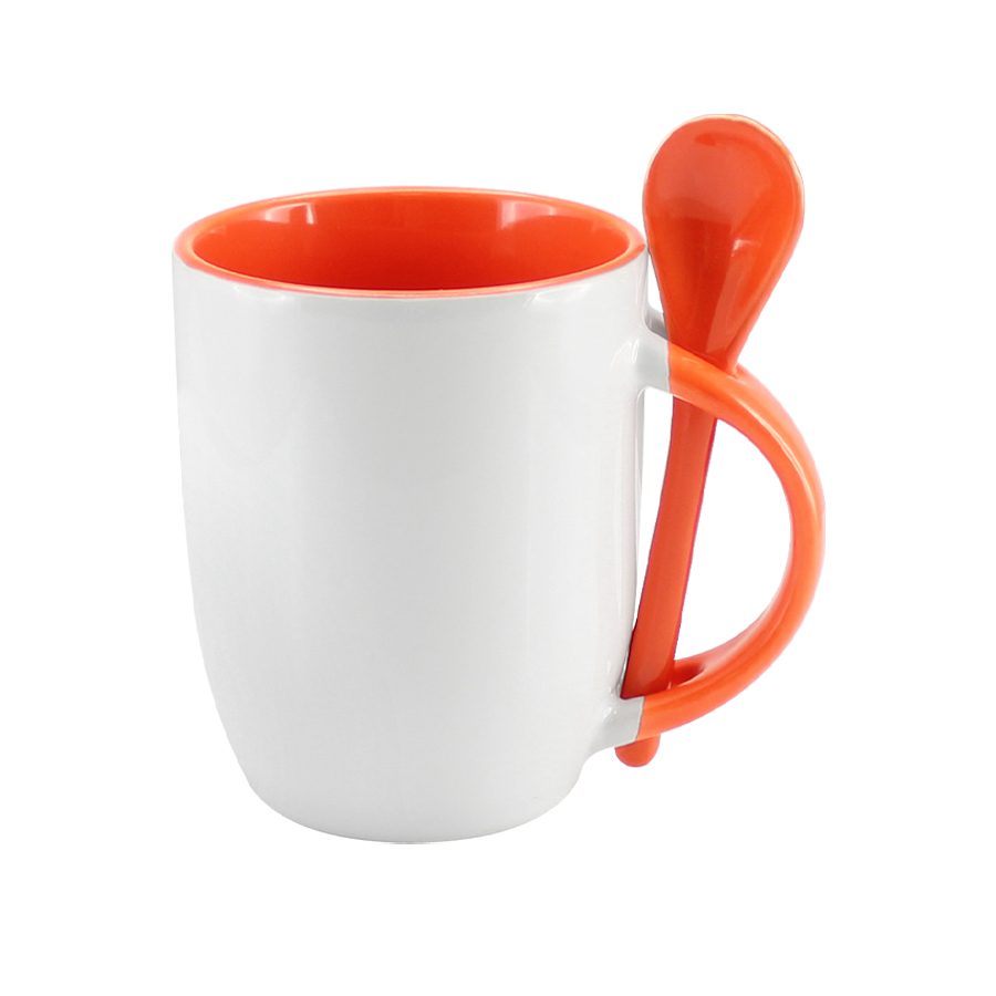 TAZÓN CERÁMICO 330CC SUBLIMACIÓN CON CUCHARA -[Y2]d