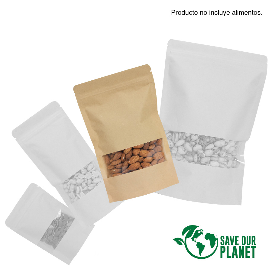 Bolsa doypack 700ml de papel kraft, para Alimentos -[F17]d