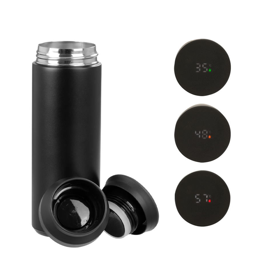 Termo doble pared de acero, con termómetro digital "SMART LID", 480cc -[M39]d