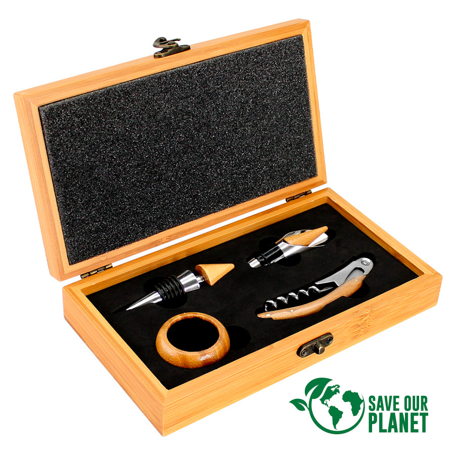 SET DE VINO DE BAMBOO -[B71]d