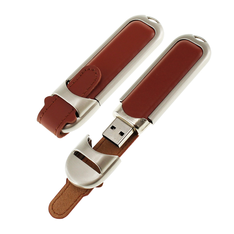 USB PENDRIVE 4GB DE METAL Y CUERO -[C38]d