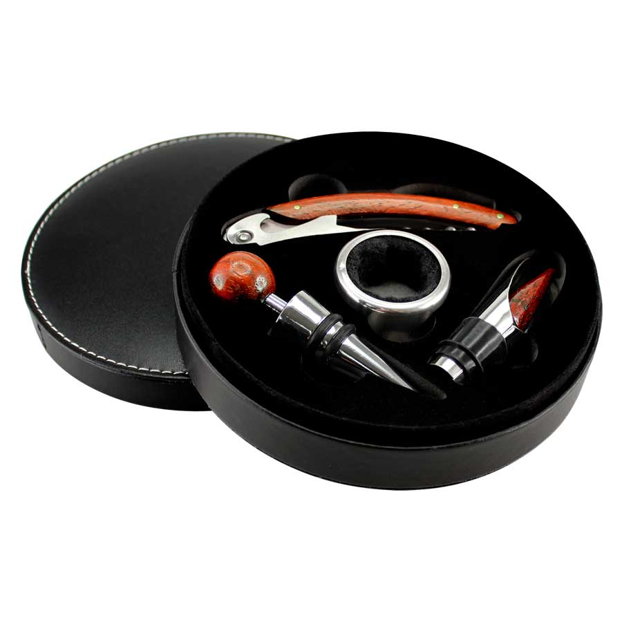 SET DE VINO DE PU NEGRO -[W15]d