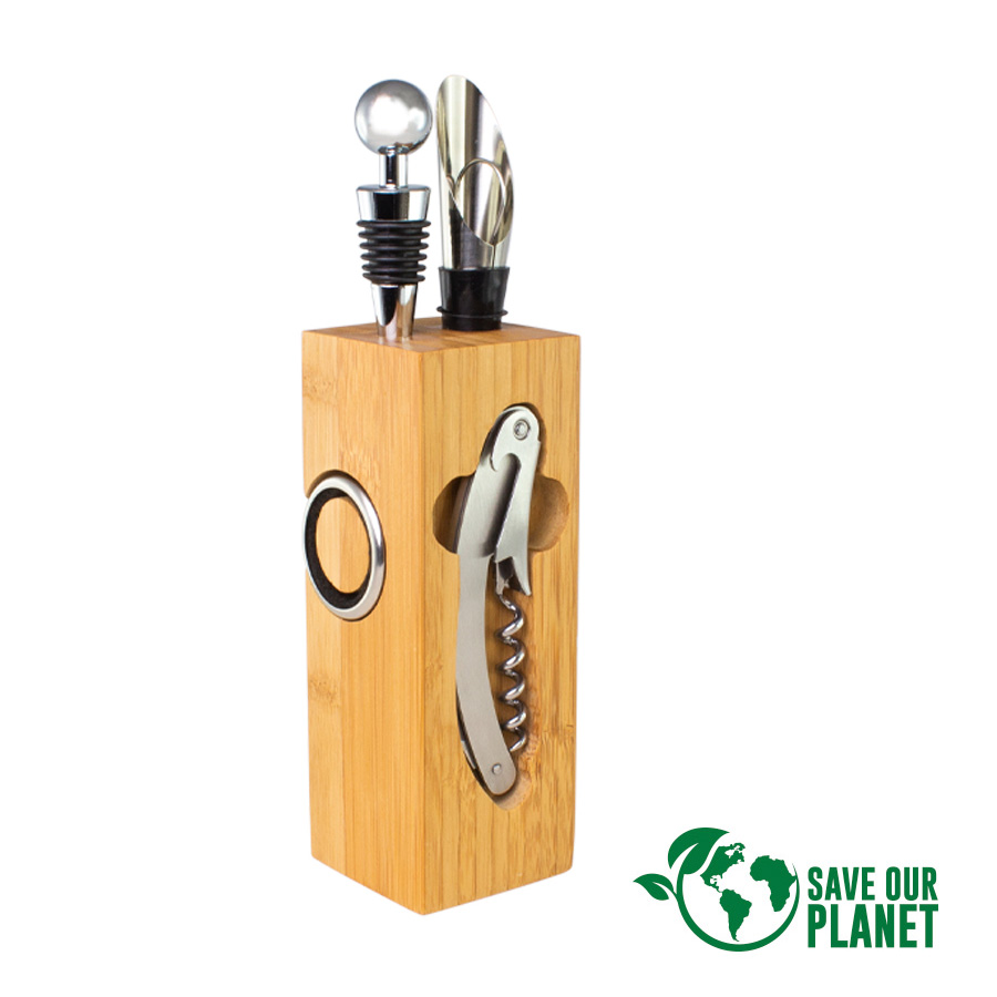 SET DE VINO RECTANGULAR DE BAMBOO -[B72]d