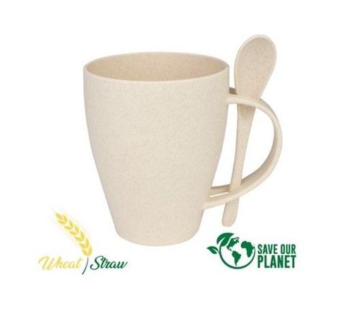 [B76-11] MUG DE CAÑA DE TRIGO CON CUCHARA 400CC -[B76]d