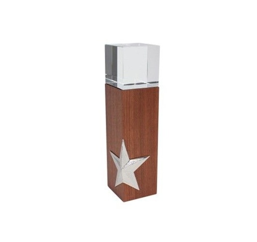 [A72-00] TROFEO DE MADERA Y CRISTAL «SILVER STAR» -[A72]d