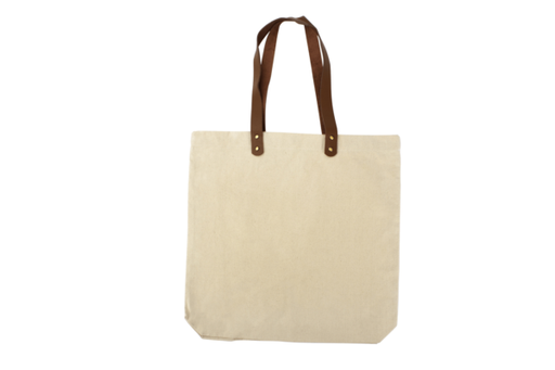 [E54-11] BOLSA DE COMPRAS 10OZ CANVAS ASAS CUERO -[E54]d